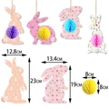 Decorazioni coniglietto di Pasqua a nido d'ape con tabella taglie e pompon colorati - Set di Decorazioni Appese a Coniglietto (Y-00192)