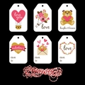Etichette regalo San Valentino con motivi a cuore e cordino in cotone bicolore - Stile Mongolfiera Orso Bouquet (Stile 1) / Confezione da 12 (Con Corda in Cotone)