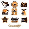 9-piece 2026 graduation hanging tags set with twine for party decor and celebration - Cards and Rope / Orange