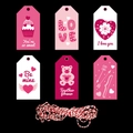 Set di 6 etichette regalo di San Valentino con cordino bicolore per confezioni regalo - Stile Cupcake Cupido Orso (Stile 3) / Confezione da 12 (Con Corda in Cotone)