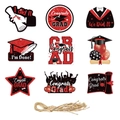 2026 graduation party hanging tags set with red and black glitter party decorations - Cards and Rope / Red
