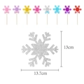 Glitter snowflake cake topper with ribbon for Christmas and party decoration 13.7x13cm - 8 Piece Vase Inserts (mys0151-2)