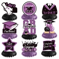 9-piece set of purple and black honeycomb graduation table centerpieces for party decor - Purple (L-00118-2)
