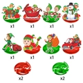 Christmas hanging swirl decorations set with cartoon elf snowman and red car pendants - 12 Pieces Per Pack (J-0156)