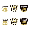 Graduation cupcake wrappers set with gold glitter Congrats Grad text and striped patterns - Cupcake Wrappers (L-00105-1) / 6 Pcs/Pack