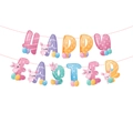 Colorful Happy Easter banner with macaron-toned letters and cute bunny egg illustrations - Happy Easter Banner (L-0094-1)