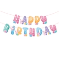 Easter Happy Birthday banner with colorful rabbit and egg decorations for party - Happy Birthday Banner (L-0094-2)