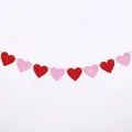 Pink and red glitter heart banner for Valentines party decoration on white background - 8pcs Hearts String Banner