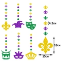 Detail von glitzernden Mardi-Gras-Hängedekorationen mit Fleur-de-Lis- und Maskenmotiven - Stil 2 (Y-00175-2)