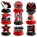 9-piece graduation honeycomb centerpiece set with red and black graduation motifs - Red (L-00118-6)