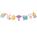 Colorful Happy Easter banner featuring watercolor rabbits, chicks and decorated eggs - Accessories Banner (L-0094-3)