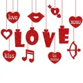 Glinsterende rode Valentijnsdag hangdecoratieset met Love-letters en hartvormen - LOVE Letters Hart Lip Hangende Decoraties (J-0160)