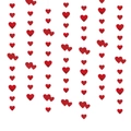 Decorazioni a cuore rosso appese con glitter e finitura lucida per sfondo di nozze - Verticale
