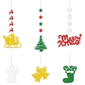 Set de adornos navideños con purpurina, renos, campanas y árboles festivos - Serie de Elementos de Navidad
