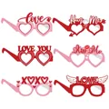 Set van 6 Valentijnsdag feestbrillen van papier met hartjes en Cupido pijl ontwerpen - 6 Stuks per Verpakking (Y-00172)