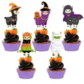 Halloween llama cupcake toppers set with cartoon witch and mummy alpaca designs - Llama Style
