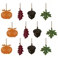 Set di 12 decorazioni in feltro con zucche e foglie d'acero per l'arredamento autunnale - Set di Decorazioni Appese Zucca Foglia di Acero Ghianda (Con Corda di Canapa)