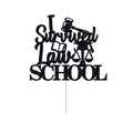 Topper per torta I Survived Law School con glitter neri e bilancia per festa di laurea - Topper per Torta Grande (L-00106-1)