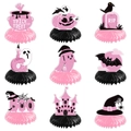 Lot de 9 centres de table Halloween alvéolés rose et noir avec fantômes et citrouilles - Ensemble De 9