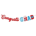 Glittering Congrats Nurse GRAD banner with red and blue glitter nurse hat icons - Congrats Grad Style
