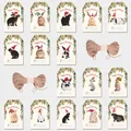 Set di etichette regalo con conigli natalizi e spago per decorazioni e confezioni - Stile 2 (Serie Coniglietti di Natale)