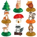 Lot de 9 décorations de table animaux de la forêt en nid d'abeille pour anniversaire - Ensemble d'animaux de la forêt et d'arbres (Y-00138)