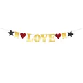 Striscione di San Valentino con scritta dorata I LOVE YOU, cuori rossi e stelle - Striscione LOVE