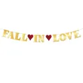 Striscione glitterato oro 'FALL IN LOVE' con cuori rossi per matrimonio e decorazione - Striscione Fall in Love