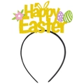 Glittering Happy Easter headband with gold letters, rabbit ears and colorful eggs - Happy Easter Style (Y-00204-1)
