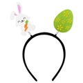 Easter headband with glittery white bunny holding carrot and a green polka dot egg - Easter Egg & Bunny Style (Y-00204-2)
