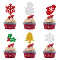 Glitter Christmas cupcake toppers with snowflake snowman and tree shapes for festive decor - Snowflake Snowman Set (Combination 1)