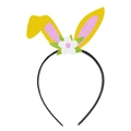 Easter bunny ears headband with yellow and pink glitter and white flower detail - Bunny Ears Style (Y-00204-4)
