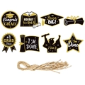 Set da 8 pezzi di etichette per festa di laurea nero e oro con dettagli glitter - Stile Nero Oro (Y-00217-1)