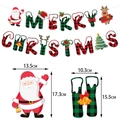 Pancarta de Feliz Navidad a cuadros rojos y negros con renos y decoraciones festivas - Estilo MERRY CHRISTMAS (Y-00156-2)