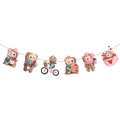 Valentine's Day banner featuring watercolor teddy bears and red heart motifs - Cartoon Bear Garland