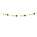 Guirnalda brillante negra y dorada con estrellas y círculos para decoración de año nuevo - Guirnalda Cosida Negra (J-0145-4) / Negro