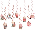Valentine's Day hanging spiral decorations with cartoon bears and hearts for party decor - 9Pcs Bear Spiral Hanging Ornaments Set