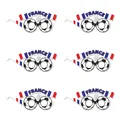 Lot de 6 lunettes de fête football France avec drapeau tricolore pour fans de sport - Style France