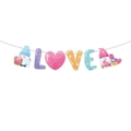 Valentijnsdag Love banner met kabouters en hart in kleurrijke macaron tinten - LOVE Banner