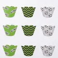Decorazioni cupcake calcio con scritta GOAL e motivi a pallone da calcio verdi - Pirottini per cupcake a tema calcio