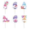 Set van 6 Valentijnsdag kabouter taarttoppers met kleurrijke kabouter illustraties - Taarttoppers