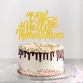 Golden glitter First Holy Communion cake topper with German text and religious fish symbol - Large German Cake Topper