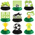 Lot de 9 décorations de table football en nid d'abeille avec trophée et ballons - Ensemble de Décorations de Football But Maillot Trophée