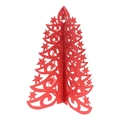 3D red glitter star Christmas tree tabletop ornament with intricate cutout design - Red Glitter Cutout Style (Y-00146-4)