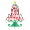 Sparkly Christmas tree tabletop decor with Merry Christmas cutout in red and green colors - Cutout Wishes Style (Y-00146-2)