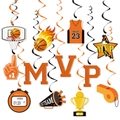 Detailset Basketball Party Deckenhänger mit MVP Schildern, Trikots und orangen Spiralen - Spiral-Hängedekorationsset (Y-00124-2)