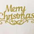 Golden glitter Merry Christmas cake topper decoration for holiday party desserts - Gold One