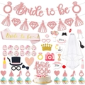 Pink glitter Bride to be party decoration set with banner, sash and photo props - Full Decoration Set As Shown