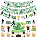 Soccer theme birthday party set with Happy Birthday banner and glitter cake toppers - Complete Set