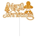 Διακοσμητικό τούρτας Merry Christmas με ανθρωπάκι gingerbread και χριστουγεννιάτικο δέντρο - Μεγάλο Διακοσμητικό 1 Τεμ (J-0127-4)